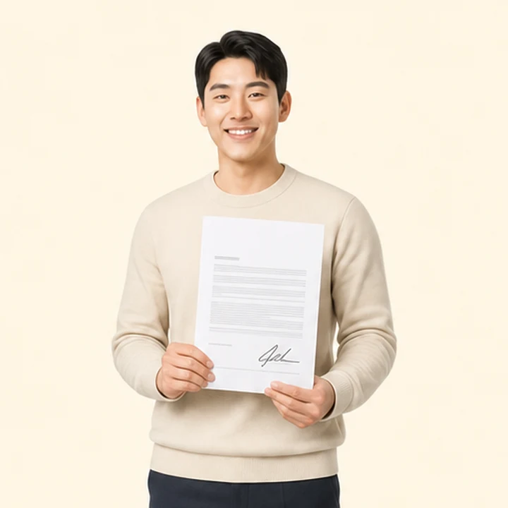 신용불량자 캐스퍼 장기렌트 서면 견적서를 들고 있는 고객